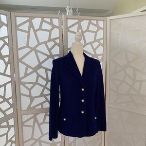 St. John Deep Blue Blazer with Pearl Buttons